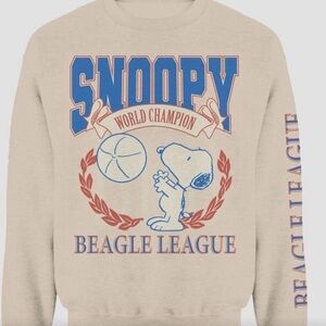 Snoopy - Men's Peanuts Snoopy Crewneck Pullover Sweatshirt  Tan